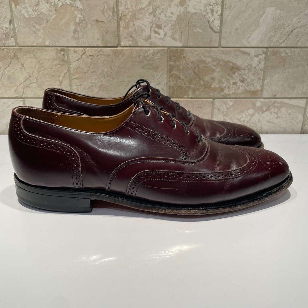Johnston & Murphy Optima Mens Burgundy Leather Wingtip Oxford Shoes 8.5 D 10079